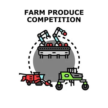 Farm produce competition using modern agricultural technology Stock Illustration
