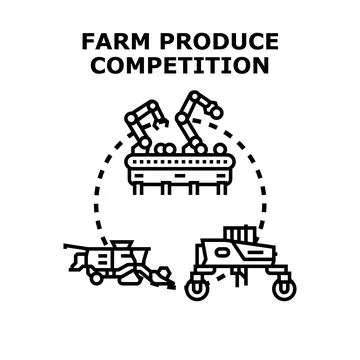 Farm produce competition using modern agricultural technology Stock Illustration