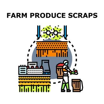 Farm produce scraps processing and recycling agricultural waste Stock Illustration