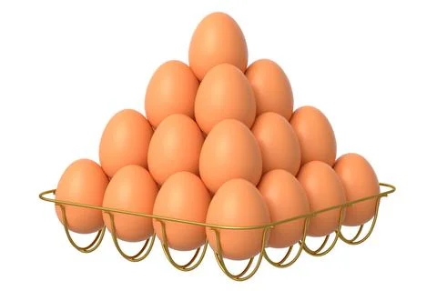 Farm raw organic brown eggs for morning breakfast in metal tray Stock Illustration