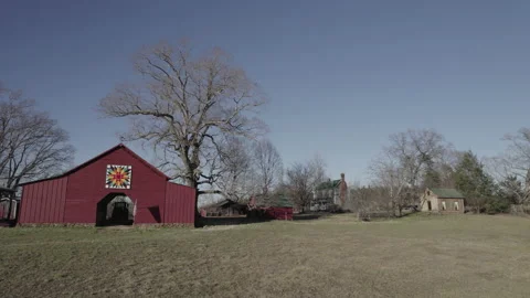 Farm with red barn, drone Stock Footage 170192421