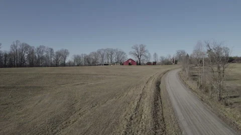 Farm with red barn, fly over, drone Stock Footage 170193200