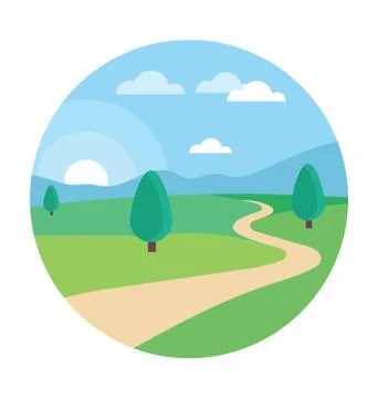 Farm Road Vector Icon Stock Illustration