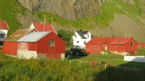 Farm scene in dramatic light HD Stock Footage 367269