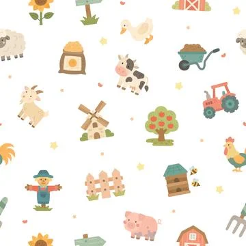 Farm seamless pattern set イラスト素材
