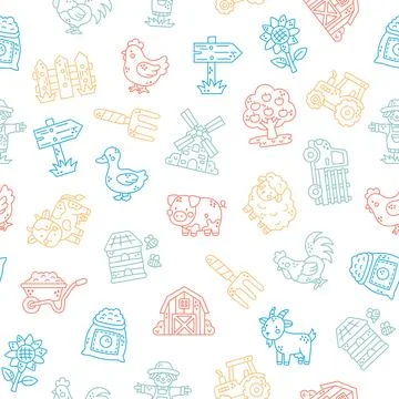 Farm seamless pattern set イラスト素材