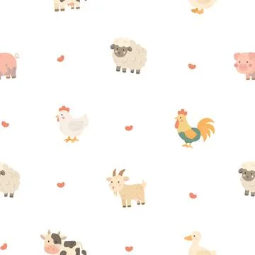 Farm seamless pattern set Illustrazione stock