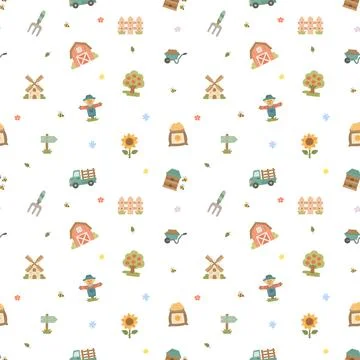 Farm seamless pattern set Stockillustratie