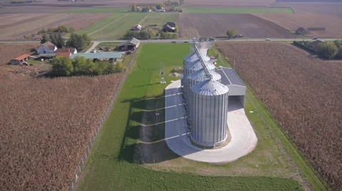 Farm silo aerial Stock Footage 46763613