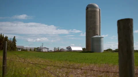 Farm silo with rack focus Stock Footage 67612116