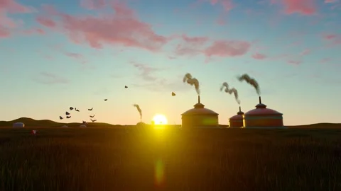Farm smoke at sunset Stock Footage 276483729