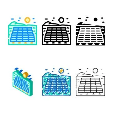Farm solar panel color stylized icon vector Ilustración de archivo