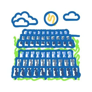 Farm solar panel icon doodle illustration Ilustración de archivo
