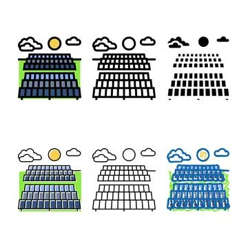 Farm solar panel variants color icon vector Ilustración de archivo