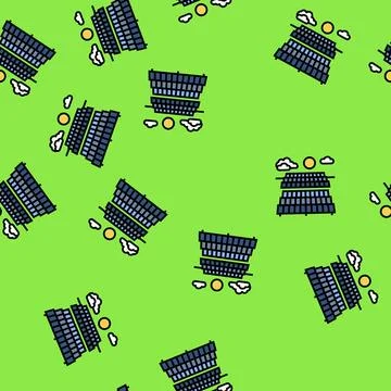 Farm solar panel vector seamless pattern Stock Illustration