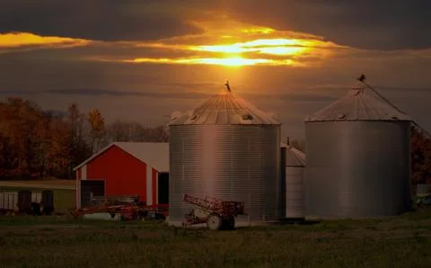 Farm sundown Stock Photos
