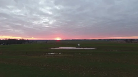 Farm sunset drone Stock Footage 101120975