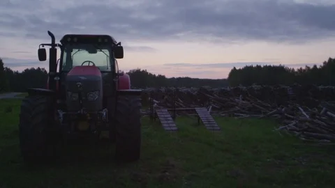 Farm sunset with facilities Stock Footage 74997670