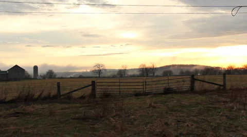 Farm Sunset Ontario 1 Stock Footage