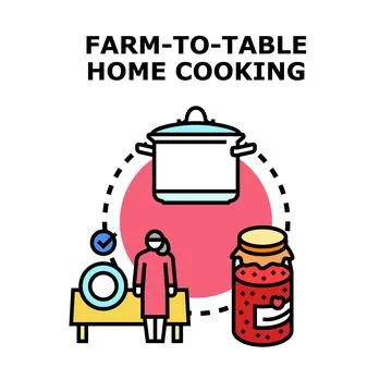 Farm to table home cooking process concept Stock Illustration