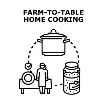 Farm to table home cooking process concept Stock Illustration