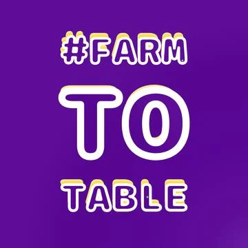 FARM TO TABLE isolated typography mask on white with parallax style layered shad Иллюстрация