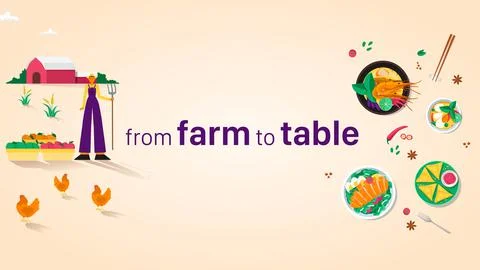 Farm to Table Title, Ready for Animation, Editable Text Vector Illustrazione stock