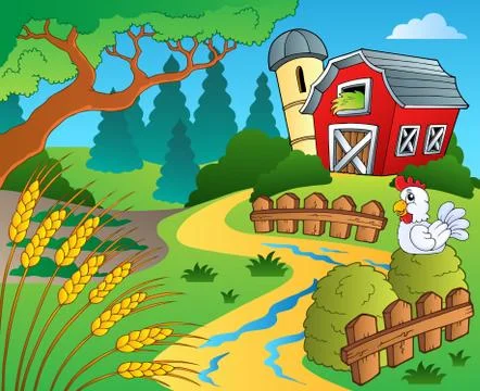 Farm theme with wheat - illustration. Stock Illustration