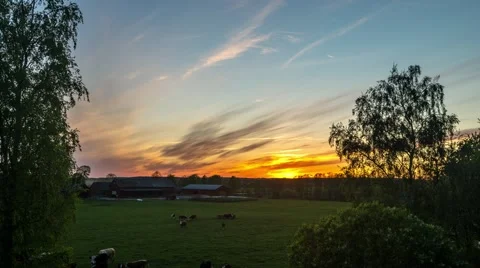 Farm timelapse sunset 4k Stock-Footage 68644271