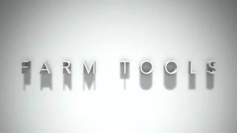 Farm tools 3D title animation with shadows on a white background 스톡 동영상 296910521