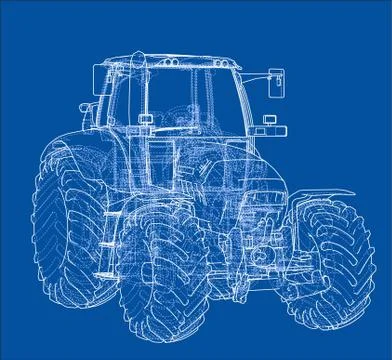 Farm Tractor Concept. Vector Stock Illustration