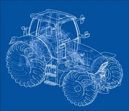 Farm Tractor Concept. Vector Illustrazione stock