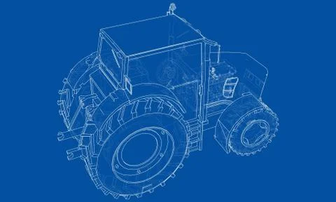 Farm Tractor Concept. Vector Stock Illustration