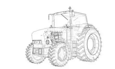 Farm Tractor Concept. Vector Illustrazione stock