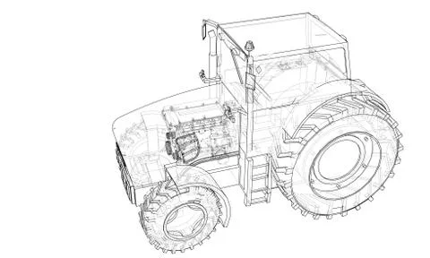 Farm Tractor Concept. Vector Stock Illustration