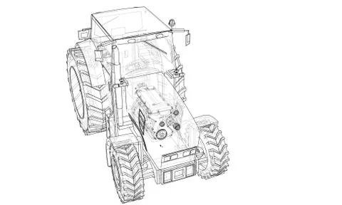 Farm Tractor Concept. Vector Stock Illustration