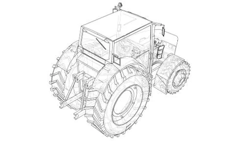 Farm Tractor Concept. Vector Illustrazione stock