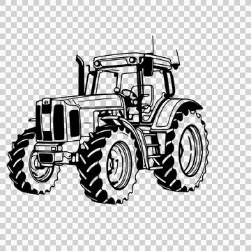 Farm Tractor With Exhaust Smoke Stack stationary wheels Stock Illustration