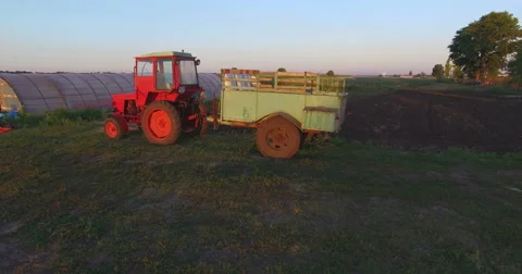 Farm tractor in a field Video stock 53520529