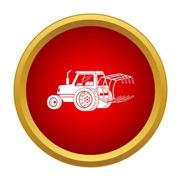 Farm tractor with front loader attachment icon Illustrazione stock