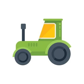Farm tractor icon flat vector. Village farming Stock Illustration