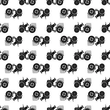 Farm tractor pattern seamless vector Stock Illustration