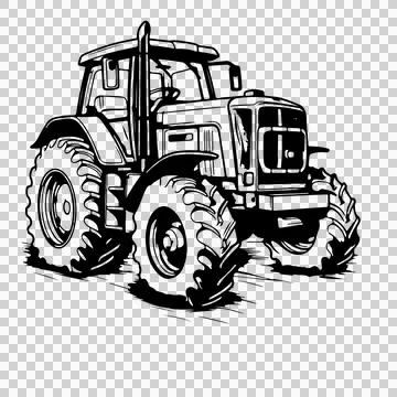 Farm Tractor Side View tires cab engine Stock Illustration
