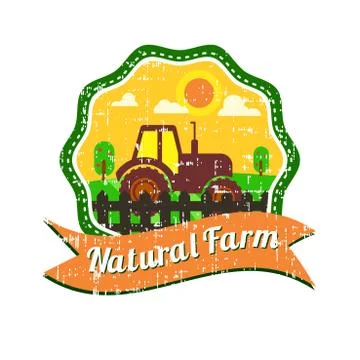 Farm vector logos design with grunge texture Stock Illustration