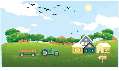 Farm view from home Illustrazione stock