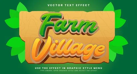 Farm Village editable text effect Template Stock Illustration