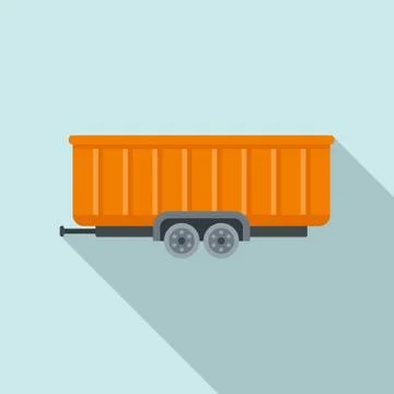 Farm wheat trailer icon, flat style Stock Illustration