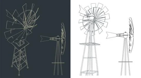 Farm Windmill Stock Illustration
