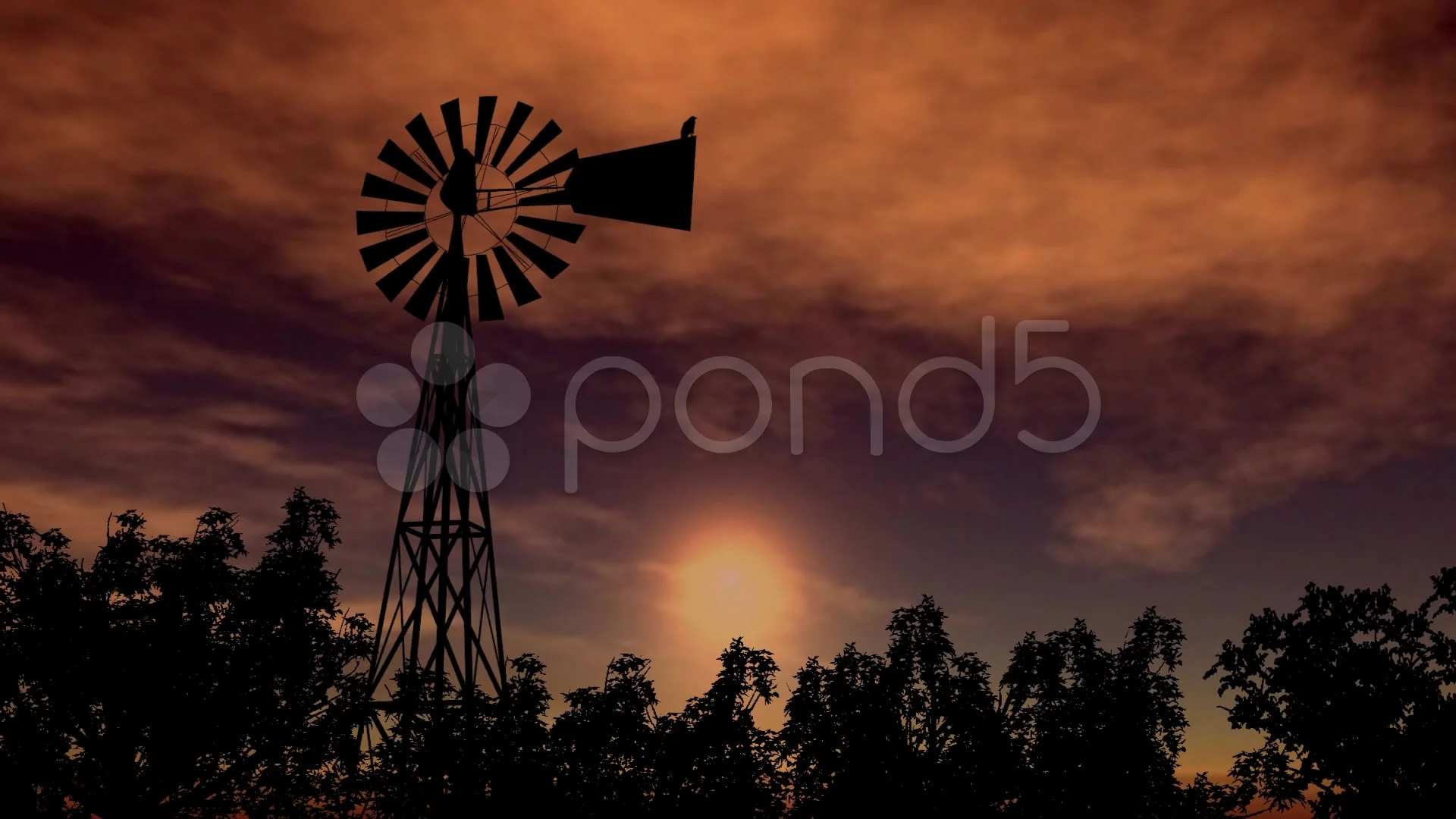farm windmill silhouette