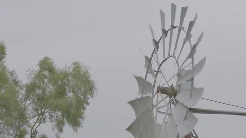 Farm windmill in the wind Stock Footage 74063695
